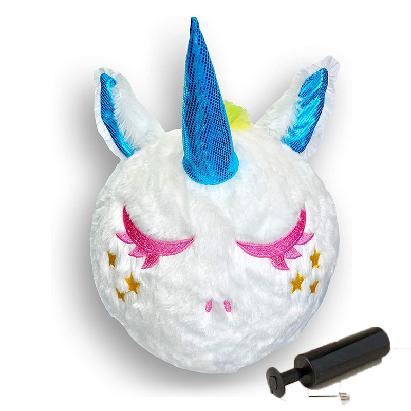 ユニセックス 柔らかい彩虹 膨らませられるユニコーンボール 10インチ プルーシュ トイ パンプとPVC 内部のボール素材